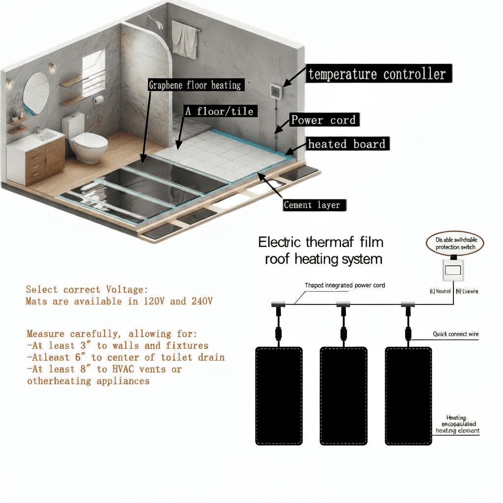 Graphene Floor Heating Installation Diagram | Simple and Clear Guide Graphene floor heating installation diagram showing step-by-step process