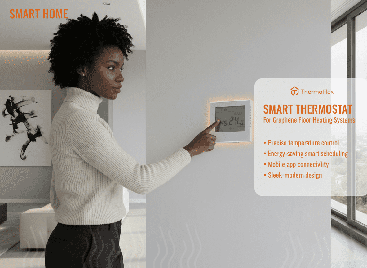 Smart thermostat for graphene floor heating system with digital display