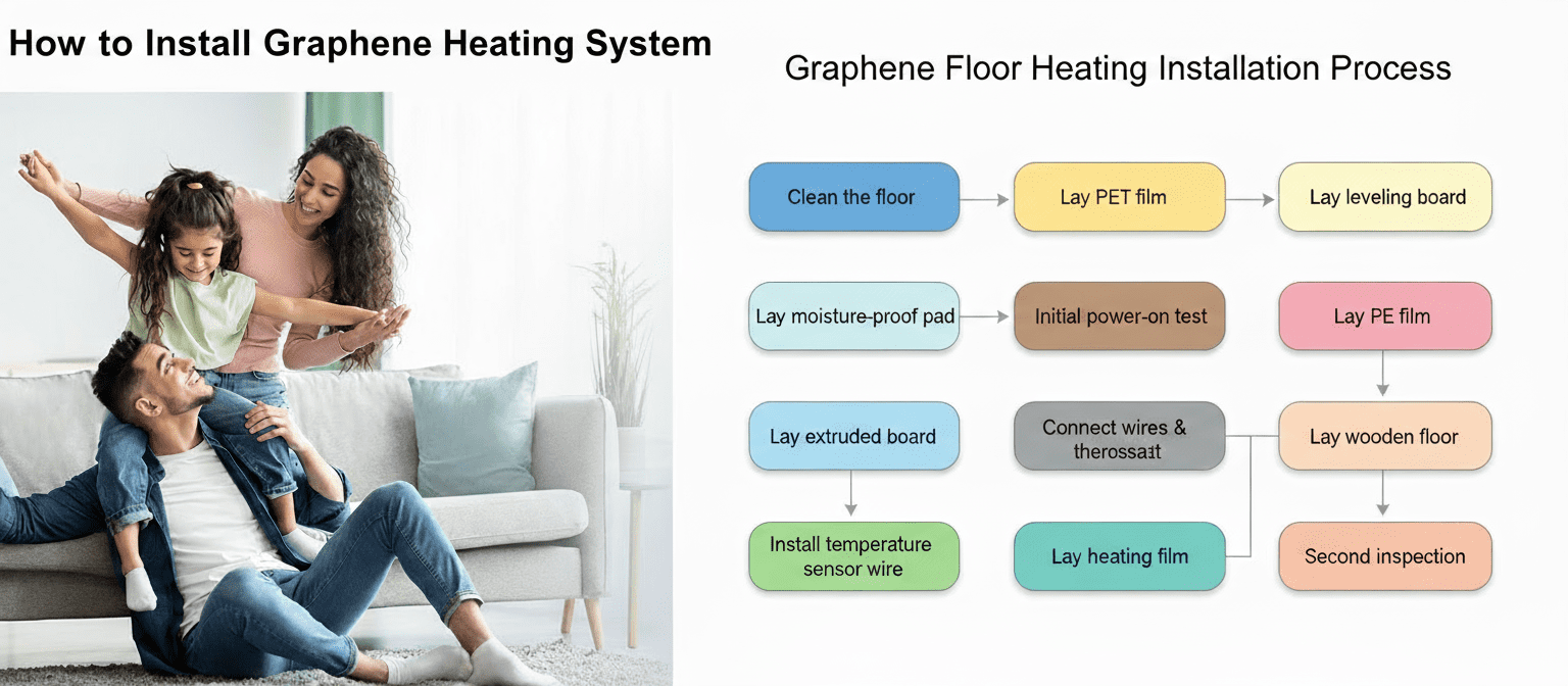 Graphene Floor Heating Installation Process Diagram Graphene floor heating installation