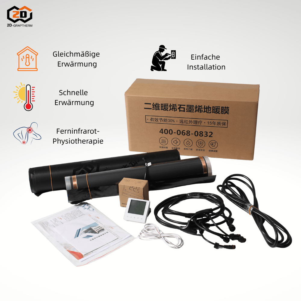 Die vier Hauptvorteile der 2D-Graphen-Fußbodenheizung: gleichmäßige und schnelle Erwärmung, Infrarot-Gesundheit und einfache Installation.